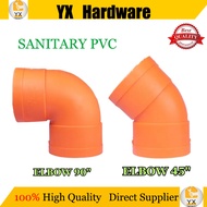 SANITARY FITTINGS PVC ORANGE ELBOW 45 ELBOW 90