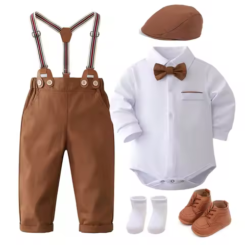 Baby Boy Romper Set Newborn Gentleman Clothes Dress Shirt Formal Infant Suit Outfits Boy Tuxedo Bere