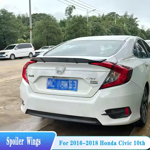 For 2016-2019 Honda Civic FC1 10th Car R Style Rear Trunk Spoiler Wings ABS Plastic Car Exterior Tun