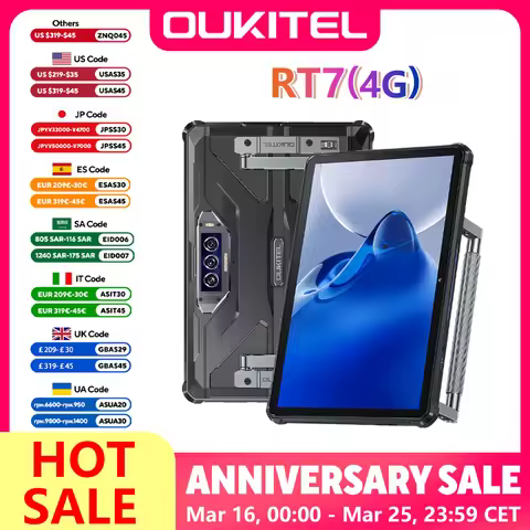 Oukitel RT7 TITAN 4G Rugged Tablet 10.1" FHD+ 32000mAh 8GB+256GB Android 13 Tablet MT8788 32MP+48MP 