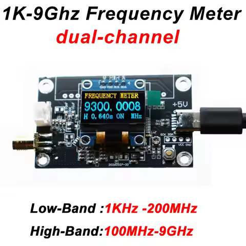 2CH 1KHz-9GHz Digital Frequency Meter Low/High Frequency Measurement 5Ghz 5.8Ghz RF Signal Frequency
