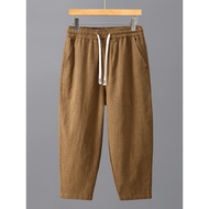 Men Men Pants Summer Ramie Cotton Linen Casual Pants Men Summer Cropped Pants Straight Linen Men Pan