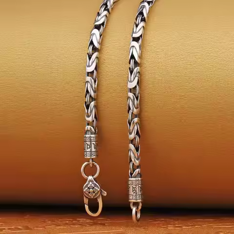 New 2025 S925 Silver Jewelry Retro 6MM Thick Six-Character Mantra Trendy Personality Man Necklaces