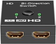 Suckoo 2 Port HD switcher 2 in 1 Out 1 in 2 Out Compatible with Computer Host DVD Player Graphics Card PS3 External HDMI Monitor TV Projector Select Switch Box 2.0 4K30HZ 3840@2160 1 Host at a time