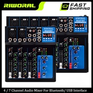 4 Channel Audio Mixer 48V Phantom Power Supply DJ Audio Mixer Recording Original System with 7 Channel Bluetooth Usb Mixer Interface MP3 Playback KTV Outdoor Performance Party
