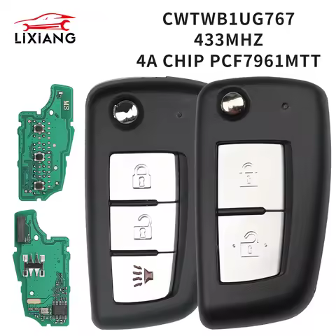 LIXIANG CWTWB1G767 433MHz 4A PCF7961MTT Chip Flip Remote Key For Nissan Qashqai J11 Pulsar C13 Juke 
