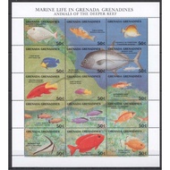 R063 Grenada Grenadines 1991 Fauna Marine Life in Grenada "Animals Deeper Reef" S/S MNH