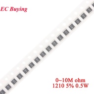 50pcs 1210 SMD Resistor 5% 0.5W 0~10M 0 2 3.3 5.6 10 12 20 30 36 47 51 82 100 200 680 820 1K 2K 6.2K