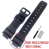 16mm Silicone Watchband for DW-9052/9051/9050/004C Band PU Watch Accessories for Casio Strap Black S