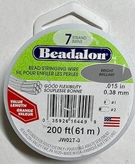 7 Strand Bead Stringing Wire Bright .015 in / 0.38 mm, 200 ft / 61 m