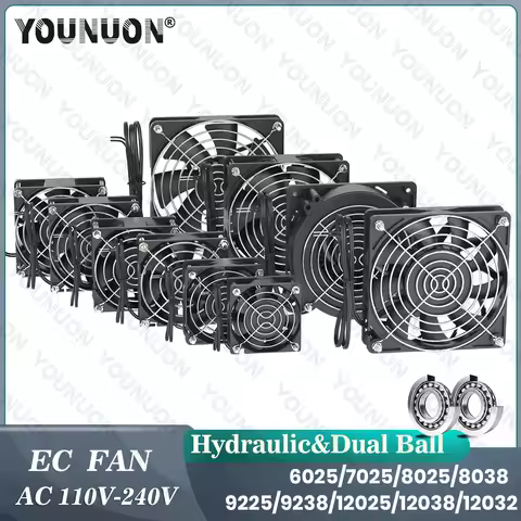EC Axial Fan 60mm 80mm 90mm 120mm Ball Brushless Fan Cooler AC 110V 120V 220V 230V 240V Computer Cas