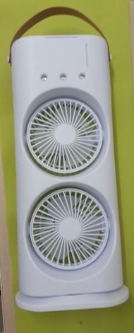全新🔥噴霧風扇 雙頭噴霧水霧風扇 LED 燈加濕器適用於旅遊 睡房 露營 戶外家居 白色