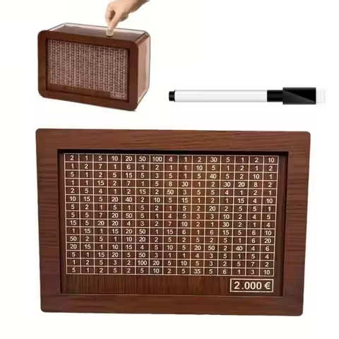 Wooden Piggy Bank 1000/3000/5000/10000 Euro Cash Box Reusable Safe Piggy Box Challenge Cash Storage 