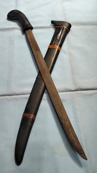 Pusaka Golok Panjang Baduy / Pedang Sabet Baduy Banten Ori Tua Sepuh - Gagang Tanduk Kebo Bule