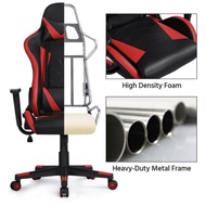 เก้าอี้เก้าอี้เล่นเกมเล่นเกมมีพนักพิงสูงปรับระดับได้สำหรับผู้บริหารของ Smilemart เล่นเกมเก้าอี้ยาวสีดำ/ แดง