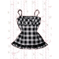 Tralala Coquette Babydoll Tank Top Tartan Top