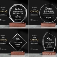 Honor Plaque Walnut Crystal Award Trophy Medal High-end Crystal Plaque Solid Wood Authorization Lett