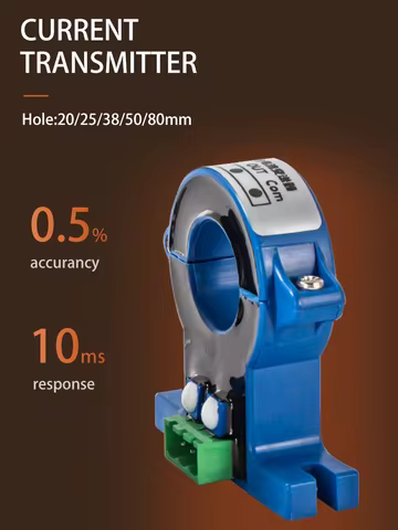 0-100A 0-200A Input AC DC Current Transmitter Sensor 4-20mA 0-10V 0-5V RS485 Output Hall Effect AC/D