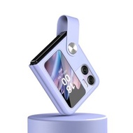 全城熱賣 - 適用於OPPO Find N2 Flip 手帶式素皮手機保護殼（紫色）