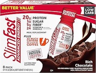 SlimFast Advanced Energy High Protein Meal Replacement Shake, Rich Chocolate, 20g of Ready to Drink 