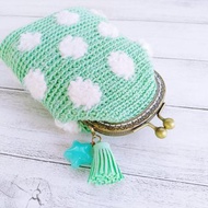 雲朵點點蒂芬妮綠編織口金包