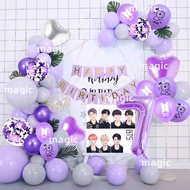 12Pcs BTS Theme 0-9th Number Balloon Crown BT21 Balloon V Jungkook Chimmy Latex Balloons Party Decor