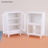 [prosperityus] 1Set 1:12 Dollhouse Miniature White Cupboard Display Cabinet Storage Loers Furniture 