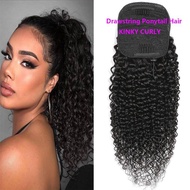 100% Human Hair Claw in Ponytail Extension Long Kinky Curly Human Hair Ponytail