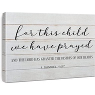 Inspirational Bible Verses Canvas Wall Art for This Child We Have Prayed 1 Samuel 1:27 Print Framed 