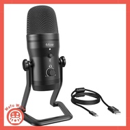 FIFINE USB microphone Condenser microphone Stereo recording microphone with mute button and 3.5mm headphone jack for voice monitoring Adjustable polar pattern for PC recording, game commentary, live streaming, Skype, Discord, Zoom, PC Windows, Mac, PS4 co
