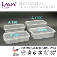 LAVA A500 A650 A750 A1000 Microwave Reheating Plastic Rectangular Food Container With Lid / Kotak Be