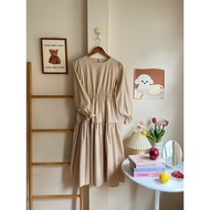 Dress Beige Color With Pleated Layer