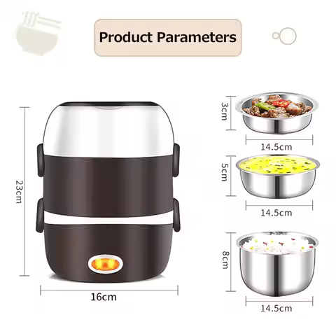 Electric Lunch Box Three layers Stainless Steel Heating Rice Office Worker Plug In Electric Heating 