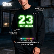 Glow In The Dark,Customized Personalized Men's Glow-In-The-Dark Round-Neck Sweatshirt. Multiple Text