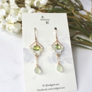 橄欖石 葡萄石 925銀耳勾 耳環