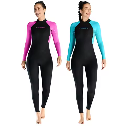 DIVE&SAIL Diving Suit 3MM Warm One Piece Long Sleeved Diving Suit Women's Large Size Diving Jellyfis