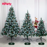 New Arrivals 5ft/6ft/7ft Snowy Christmas Tree With Metal Stand Red Berries Pine Needles Artificial Hinged Xmas Tree For Holiday Celebration