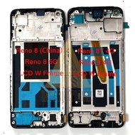 Amoled ของแท้สำหรับ Reno8 4G CPH2457 LCD Reno 8 5G กรอบหน้าจอแอลซีดี CPH2359แผงสัมผัสหน้าจอสำหรับ Op