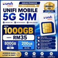 Unifi Mobile 5G SIM Original | Simkad Prabayar Ready Stock Malaysia | Data 1000GB RM35 | Nombor Baru