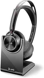 Poly(Plantronics+Polycom) Poly-Voyager Focus 2 UC USB-C Headset w/Stand (Plantronics)-Bluetooth Stereo Headset w/Boom Mic-USB-C PC/Mac Comp.-Active Noise Canceling-Work with Teams(Certified),Zoom&amp;more