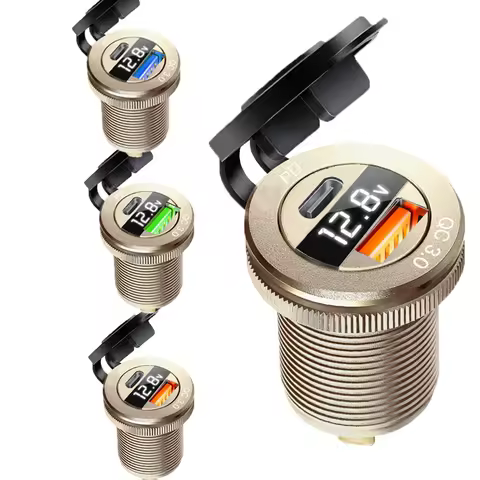 12v automotive usb socket Voltmeter digital usb c qc3.0 Cigar jack socket for bmw e65 e61 x3 e83 f20