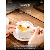 get 6% coupon + a gift] S588金边陶瓷炖盅家用燕窝碗隔水炖带盖甜品碗佛跳墙汤盅汤碗炖罐 7R5U
