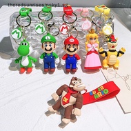 { TRSG } Cute Super Mario Bros Keychain Game Mario Figure Key Chain Creative Cartoon Bag Ch Accessories For Kids Birthday Party Gifts  .