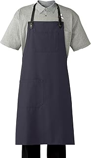 Albe ARBE T8338 Men's Apron, Café-Style, Synthetic Leather String, Ox, Easy Care, With Pockets, Adju