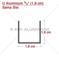 PTC Kanal U Aluminium 3/4" (1.9 cm) - Tebal 1 mm - P. 6 meter TERLARIS