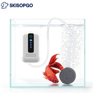 SKISOPGO Aquarium Oxygen Pump Portable Fish Tank Aerator Water Pump Rechargeable Oksigen Ikan