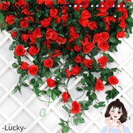 LUCKYSTOREGOODS Artificial Rose Vine, 2. 9 Heads Plastic Silk Hanging Flowers Rattan,  7 Colors Fake