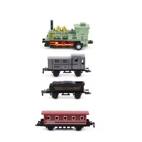 Diecast 1:60 Retro Steam Train Model Pull-back Miniature Pull Back Model Train Inertia Alloy Headsto