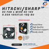 SHARP/HITACHI REFRIGERATOR DC FAN MOTOR (4 WIRE) - 125MM X 125MM DC12V 0.22A 12537JE-12Q-BU