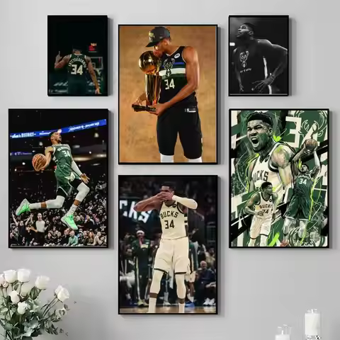G-Giannis A-Antetokounmpo Poster Self-adhesive Art Waterproof Paper Sticker Coffee House Bar Room Wa
